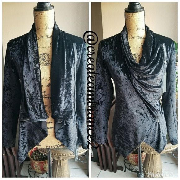 Blank NYC Crushed Velvet Asymmetrical Jacket - Picture 4 of 6